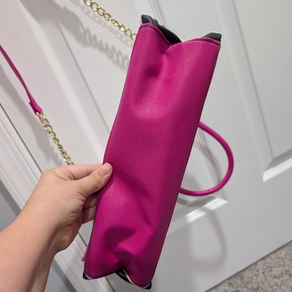 Luv Betsey by Betsey Johnson Pink and Cream Quilted Satchel Bag w/Heart Details - Picture 5 of 13